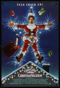 8z532 NATIONAL LAMPOON'S CHRISTMAS VACATION DS 1sh '89 Consani art of Chevy Chase, yule crack up!