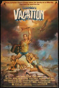 8z533 NATIONAL LAMPOON'S VACATION 1sh '83 sexy art of Chevy Chase by Boris Vallejo!