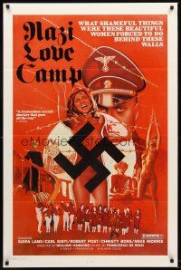 8z535 NAZI LOVE CAMP 1sh '77 classic bad taste image of tortured girls & swastika!