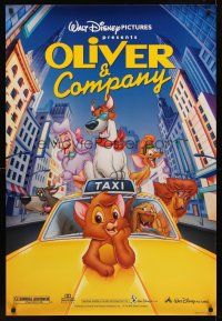 8z549 OLIVER & COMPANY DS 1sh R96 great art of Walt Disney cats & dogs in New York City!