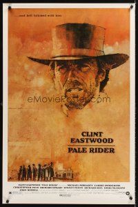 8z560 PALE RIDER 1sh '85 great artwork of cowboy Clint Eastwood by C. Michael Dudash!