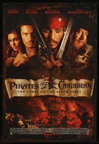8z572 PIRATES OF THE CARIBBEAN advance DS 1sh '03 Geoffrey Rush, Knightley, Johnny Depp & cast!