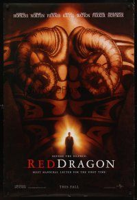 8z604 RED DRAGON teaser DS 1sh '02 Anthony Hopkins, Edward Norton, cool tattoo image!