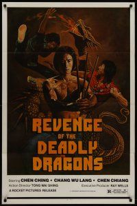 8z611 REVENGE OF THE DEADLY DRAGONS 1sh '82 Chen Ching, Chang Wu Lang, kung fu action art!