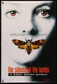 8z667 SILENCE OF THE LAMBS style A teaser DS 1sh '91 image of Jodie Foster with moth over mouth!