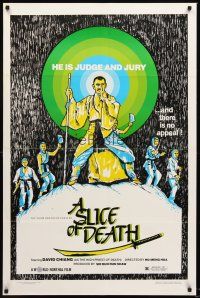 8z678 SLICE OF DEATH 1sh '82 he is judge and jury and there is no appeal, cool art by T. Knipe!