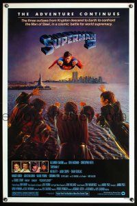 8z712 SUPERMAN II 1sh '81 Christopher Reeve, Terence Stamp, great artwork over New York City!