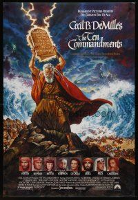 8z722 TEN COMMANDMENTS 1sh R89 directed by Cecil B. DeMille, great art of Charlton Heston!