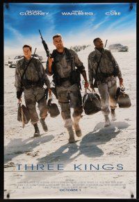 8z731 THREE KINGS advance DS 1sh '99 George Clooney, Mark Wahlberg, & Ice Cube in the Gulf War!