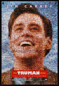 8z751 TRUMAN SHOW teaser DS 1sh '98 really cool mosaic art of Jim Carrey, Peter Weir!