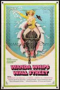 8z774 WANDA WHIPS WALL STREET 1sh '82 great Tom Tierney art of Veronica Hart riding bull, x-rated!