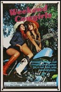 8z778 WEEKEND COWGIRLS 1sh '83 Ray Dennis Steckler, Debbie Truelove, sexy girls on Harley!