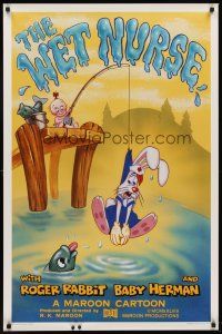 8z780 WET NURSE Kilian 1sh '88 Baby Herman goes fishing w/Roger Rabbit as the bait!