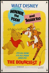 8z791 WINNIE THE POOH & TIGGER TOO 1sh '74 Walt Disney, characters created by A.A. Milne!