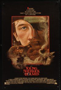 8z805 YOUNG SHERLOCK HOLMES 1sh '85 Steven Spielberg, Nicholas Rowe, really cool detective art!