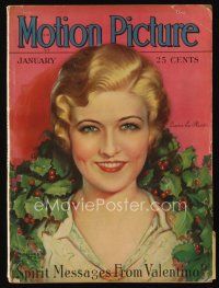 9a117 MOTION PICTURE magazine January 1929 art of pretty Laura La Plante by Marland Stone!