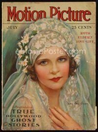9a123 MOTION PICTURE magazine July 1929 art of pretty bride May McAvoy by Marland Stone!