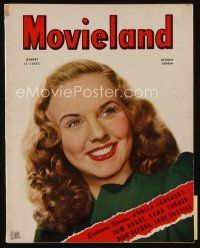 9a137 MOVIELAND magazine January 1946 great smiling portrait of pretty Deanna Durbin!
