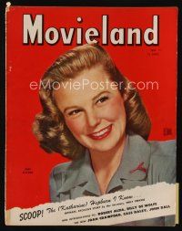 9a135 MOVIELAND magazine July 1945 great smiling portrait of pretty June Allyson!