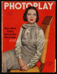 9a104 PHOTOPLAY magazine August 1935 wonderful portrait of Kay Francis by Tchetchet!