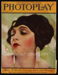 9a086 PHOTOPLAY magazine January 1924 cool pastel art of sexy Barbara La Marr by Hal Phyfe!