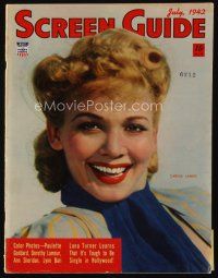 9a133 SCREEN GUIDE magazine July 1942 head & shoulders smiling c/u of Carole Landis by Jack Albin!