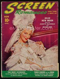 9a150 SCREEN ROMANCES magazine April 1940 pretty Jeanette MacDonald in great period costume!