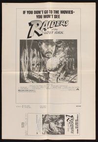 9a382 RAIDERS OF THE LOST ARK pressbook supplement '81 art of Harrison Ford by Richard Amsel!
