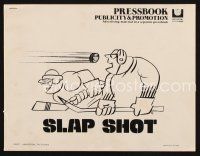 9a401 SLAP SHOT pressbook '77 Paul Newman hockey sports classic, great artwork!