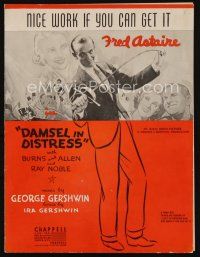 9a267 DAMSEL IN DISTRESS sheet music '37 Fred Astaire, Burns & Allen, Nice Work If You Can Get It!