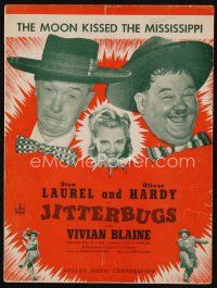 9a280 JITTERBUGS sheet music '43 Stan Laurel & Oliver Hardy, The Moon Kissed the Mississippi!