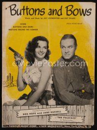 9a291 PALEFACE sheet music '48 Bob Hope & sexy Jane Russell with pistol, Buttons and Bows!