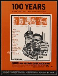 9a294 RIOT sheet music '69 Jim Brown & Gene Hackman, ugliest prison riot in history, 100 Years!