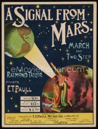 9a297 SIGNAL FROM MARS sheet music '01 wonderful fantasy art of Martians viewing Earth!