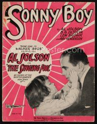 9a301 SINGING FOOL sheet music '28 great image of Davey Lee with Al Jolson, Sonny Boy!