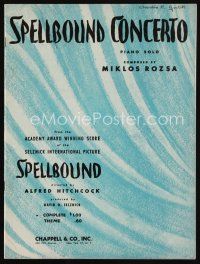9a305 SPELLBOUND sheet music '45 Alfred Hitchcock, the concerto piano solo by Miklos Rozsa!