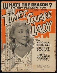 9a311 TIMES SQUARE LADY sheet music '35 Virginia Bruce, art of New York City, What's the Reason!
