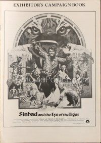 9a400 SINBAD & THE EYE OF THE TIGER English pressbook '77 Ray Harryhausen, cool Gadino fantasy art!