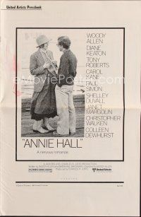 9a323 ANNIE HALL pressbook '77 full-length Woody Allen & Diane Keaton, a nervous romance!