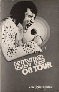 9a347 ELVIS ON TOUR pressbook '72 classic artwork of Elvis Presley singing into microphone!