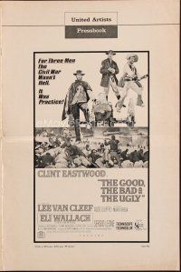 9a354 GOOD, THE BAD & THE UGLY pressbook '66 Clint Eastwood, Lee Van Cleef, Sergio Leone, cool art!