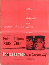 9a362 INDISCRETION OF AN AMERICAN WIFE pressbook '54 De Sica, Montgomery Clift, Jennifer Jones