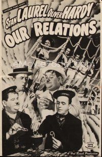 9a377 OUR RELATIONS pressbook R48 great images of Stan Laurel & Oliver Hardy!