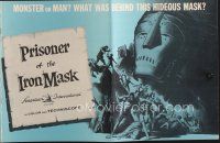 9a380 PRISONER OF THE IRON MASK pressbook '62 cool art of the most terrifying torture ever devised!