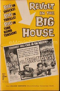 9a386 REVOLT IN THE BIG HOUSE pressbook '58 the raging violence of 2 thousand caged men!
