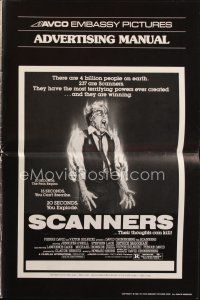 9a392 SCANNERS pressbook '81 David Cronenberg, in 20 seconds your head explodes!
