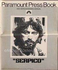 9a395 SERPICO pressbook '74 cool close up image of Al Pacino, Sidney Lumet crime classic!