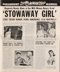 9a409 STOWAWAY GIRL pressbook '57 Trevor Howard, Pedro Armendariz, full-length Elsa Martinelli!