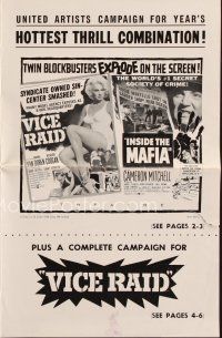 9a423 VICE RAID/INSIDE THE MAFIA pressbook '60s twin blockbusters explode on the screen!