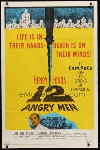 9c001 12 ANGRY MEN 1sh '57 Henry Fonda, Sidney Lumet courtroom jury classic, life in their hands!